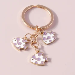 Cute Enamel Fishes Keychain Animal Key Kings Pendant for Women Men Handbag Decoration DIY Jewelry Gift Accessories