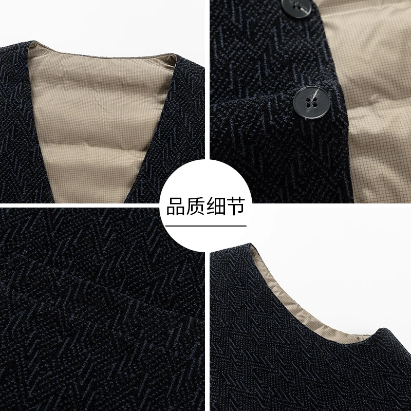80% White Duck Down Waistcoat Men 2025 Winter Thick Casual V-Neck Jacket Vest Classic Single Breasted Warm Duck Down Vest