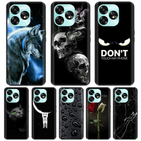 For UMIDIGI A15C Case A15 Shockproof Soft TPU Silicone Phone Cover for Umidigi A15 Fundas A 15 15c Cartoon Painted Black Coque