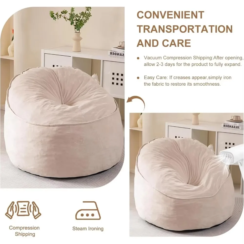 Adult bean bag chair, Sherpa lazy sofa, bean bag chair with pockets, living room bean bag sofa, accent chair, floor chair