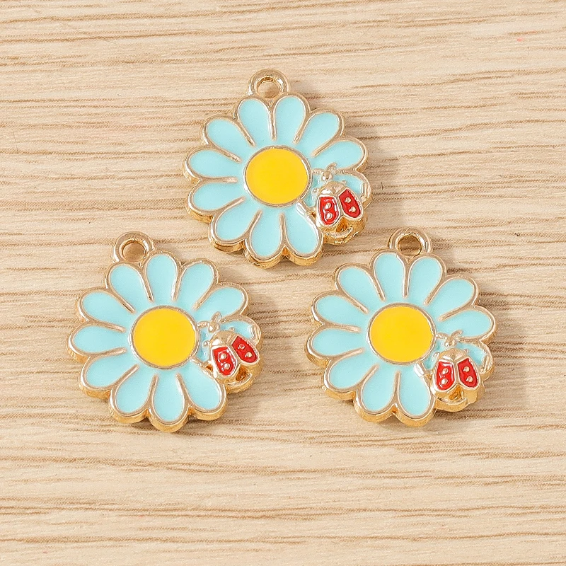 10 Stück 17 x 19 mm modische Emaille-Sakura-Blumen-Charms-Anhänger für Schmuckherstellung, Halsketten, Ohrringe, Armbänder, Bastelbedarf – Detail 26