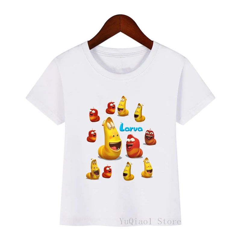 New Hote Sale Summer Tops Animation Larva Cartoon Print T Shirt Boy/girls Graphic Tees Kids Clothes Stinky Insects T-shirt