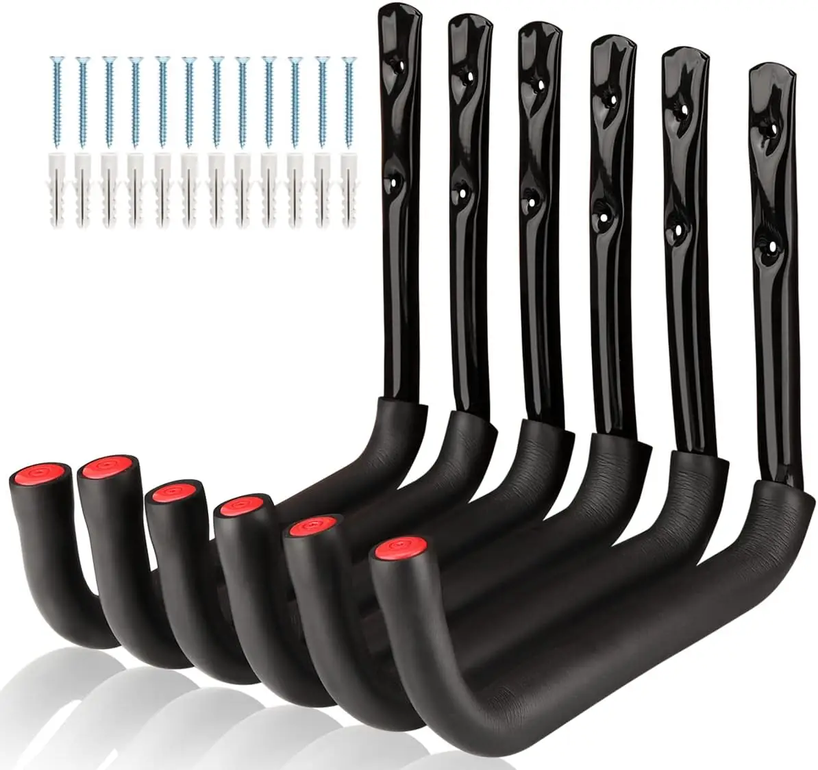 

6 Pack Heavy Duty Garage Hooks, 9.8IN Wall Mount Holds 50 Lbs