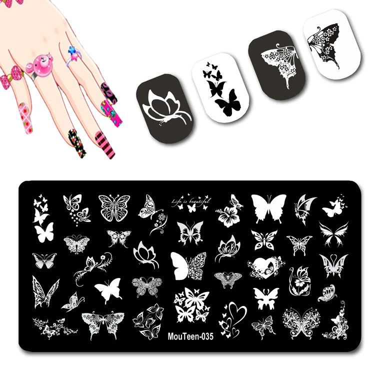 Barcode Letter Nail Stencil Bar Code Number Nail Stamping Plates Distinctive Character Nail Art Transfer Printing Plate #036