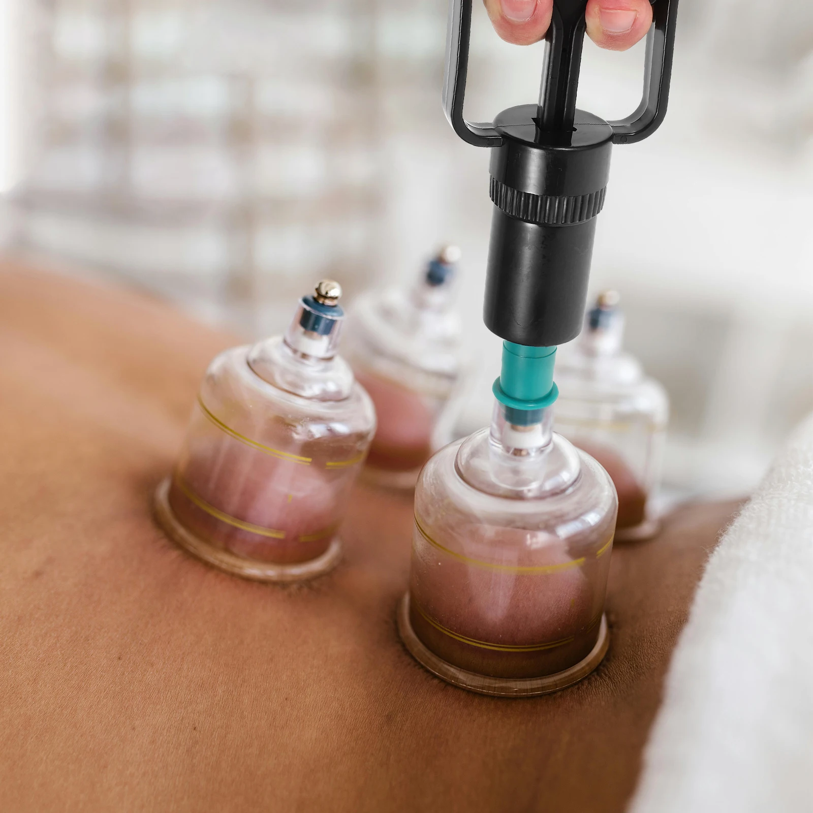 

Vacuum Cupping Tool for Body Therapy Manual Aspirating Pump Suction Device Acupressure Massage with Accessories