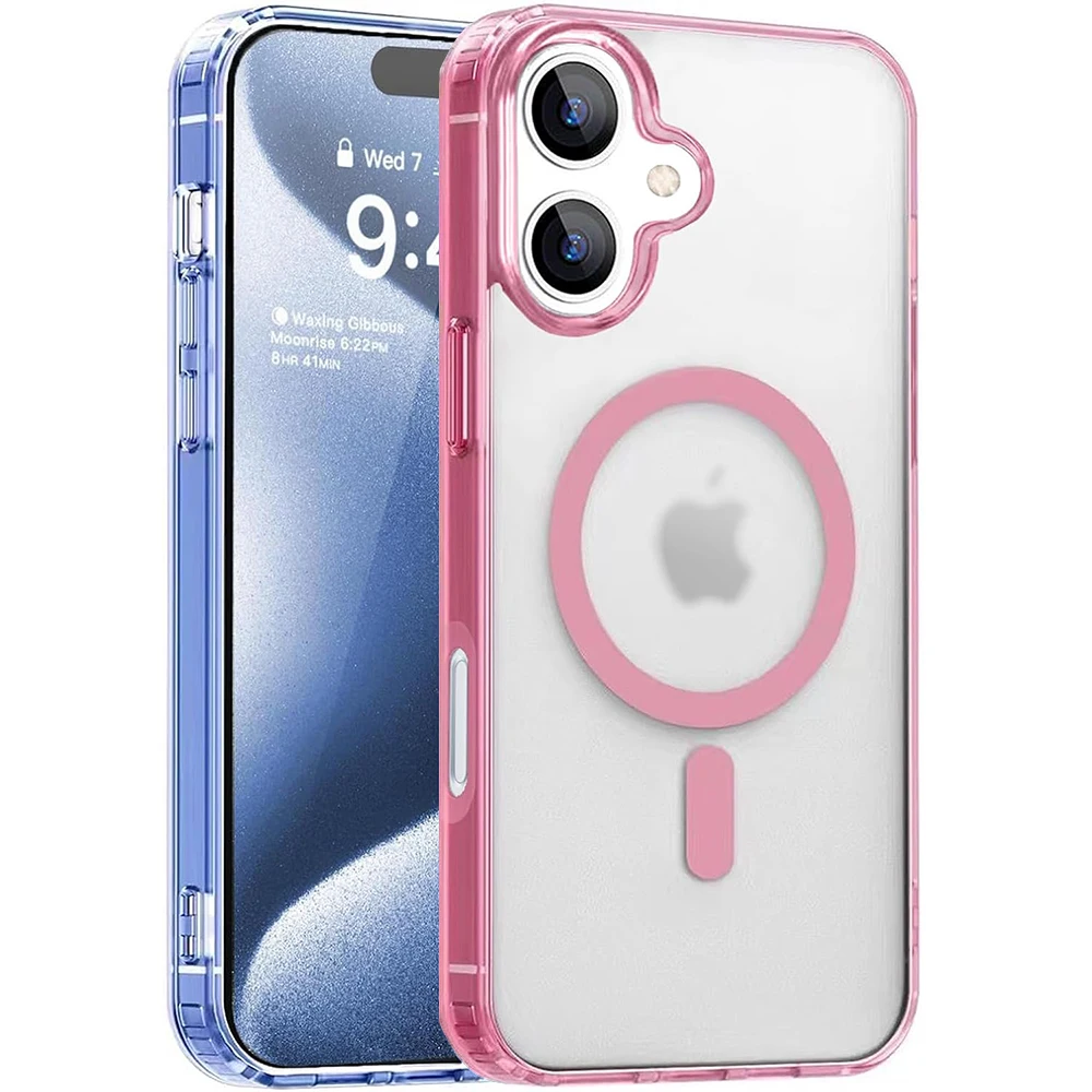 Mocne magnetyczne etui Magsafa do iPhone'a 16 15 14 13 12 11 Pro Max Plus Mini Candy Color Matte Hybrid Hard PC Cover Silicone