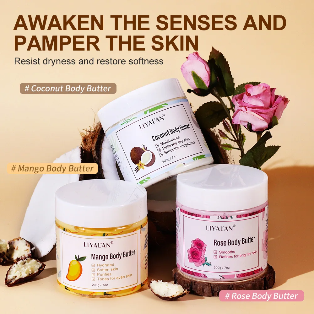 ​ ​ Manteiga corporal de meio quilô com manga e coco, hidratação rica para hidratação profunda e pele macia ​