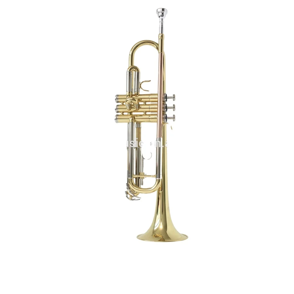 

Professional brass gold lacquered musical instrument Bb key trumpet