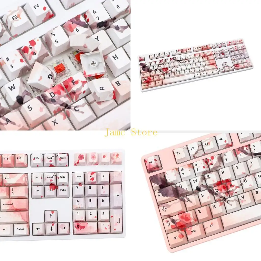 LX0B Replacement for Key Cap Set 108pcs PBT Heat Sublimation for Mechanical Keyboard