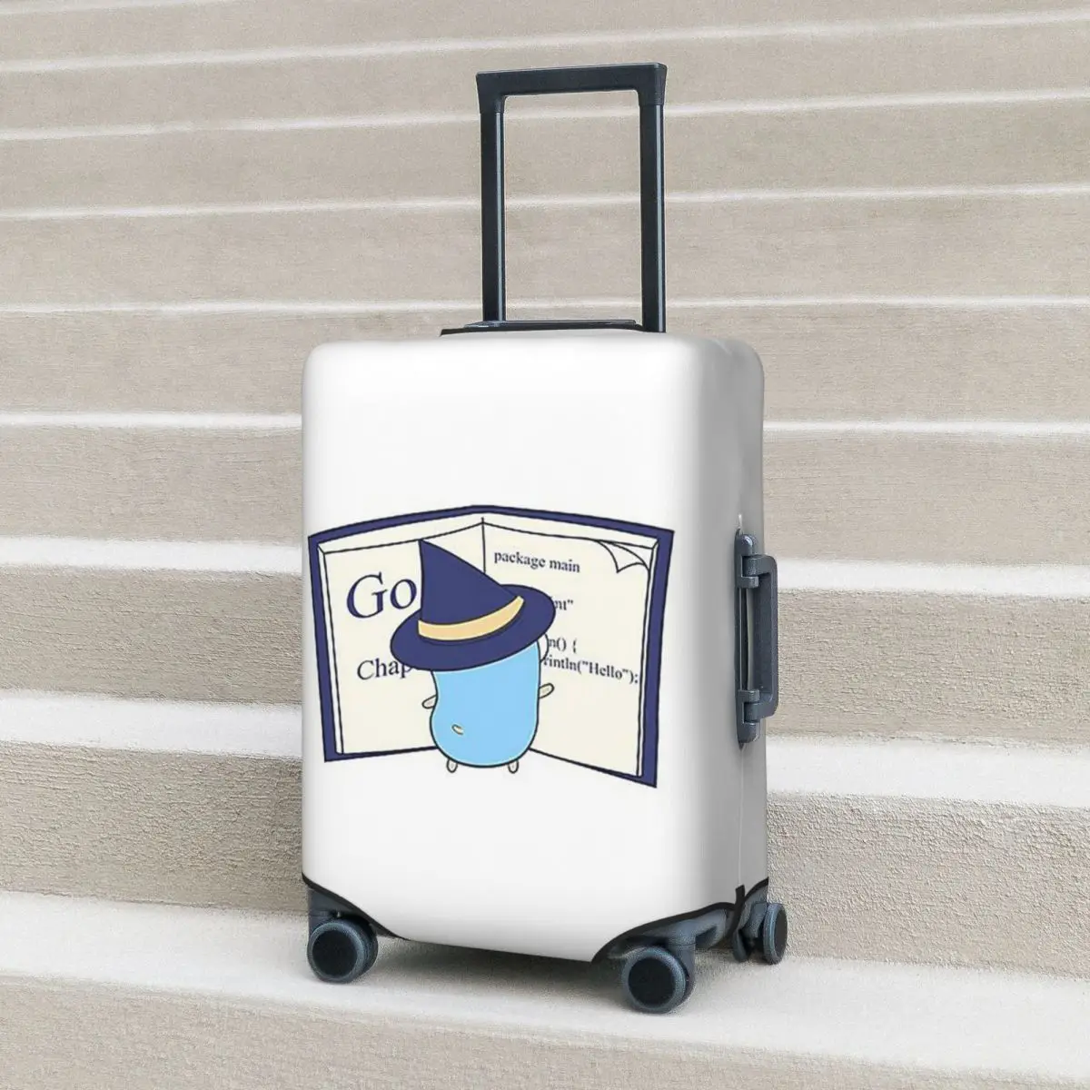 

Чехол для чемодана The Go Gopher Golang Witch Learning, защитный эластичный защитный чехол для дорожного багажа для 18-32 дюймов