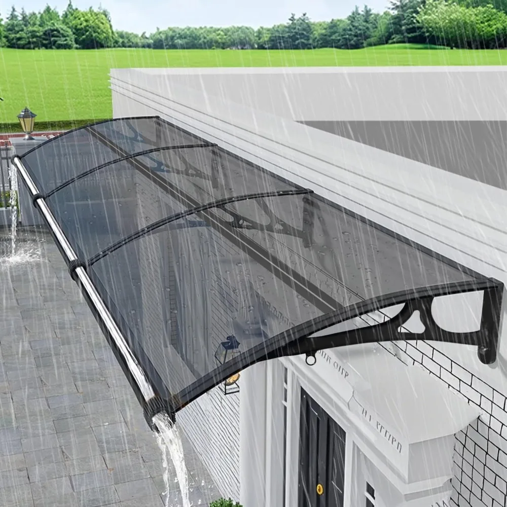 

Window Awnings Exterior UV Rain & Snow Protection with Aluminum Bracket Durable Polycarbonate Canopy for Entrance Balcony Garage