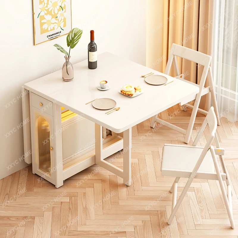 

Luxury Simple Dining Table Set With Chair Vintage Modern Folding Table Space Savers Restaurant Furniture