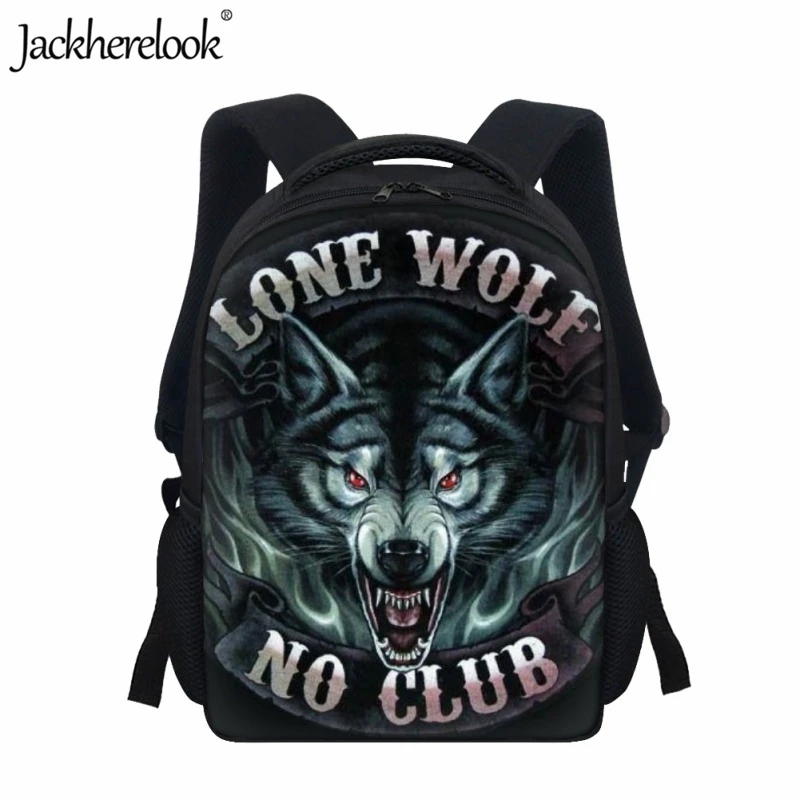 

Jackherelook Art Wolf Pattern Design School Bag Kids Fashion Trend 3D Printing Backpack Practical Bookbag for Kindergarten Child