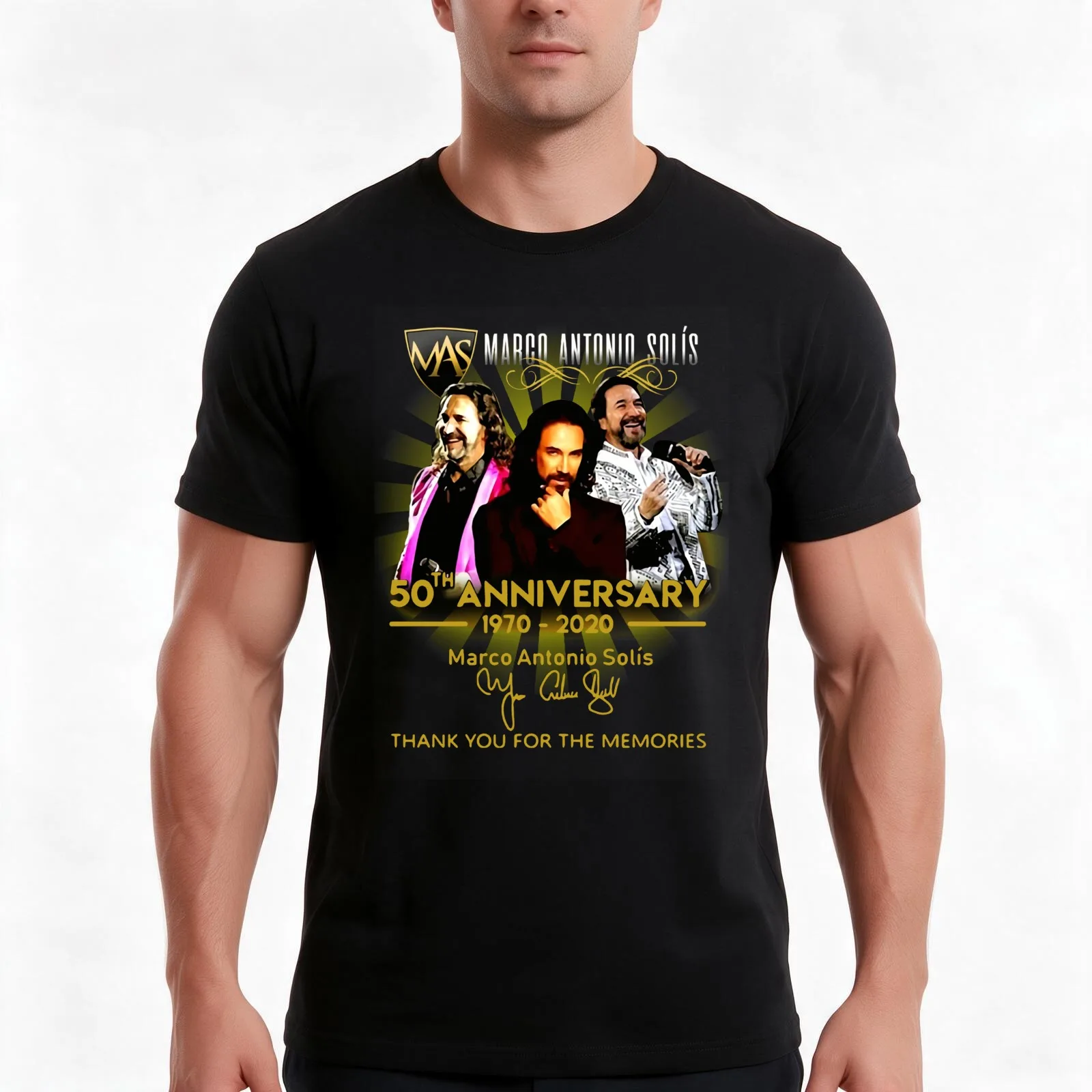 Marco Antonio Solis 50th Anniversary 1970 2020 Thank You for The Memories T-Shirt Summer Casual Cotton Tee Unisex Men Women
