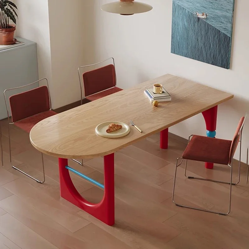 Fashionable Minimalist Refined Oval Dining Table Round Distinctive Durable Practical Dining Table Mesa Jantar Home Furniture