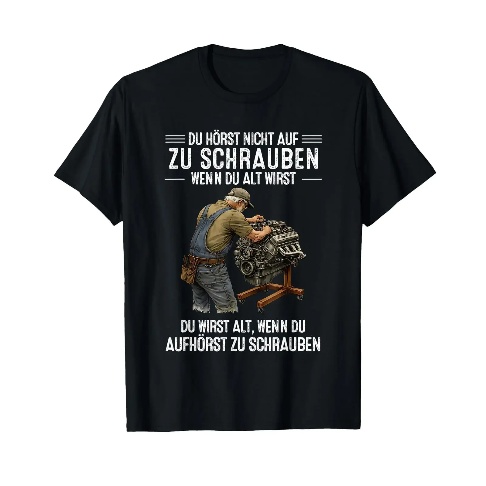 T shirt with German text You don't stop screwing when get old vintage Washed graphic homme Slightly Stretched designer clothes