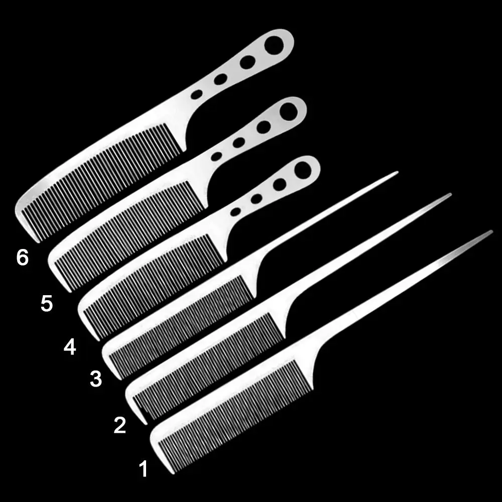 Stainless Steel Anti Static Comb Hair Combs Silver Hairdressing Styling Comb Hair Cutting Tools Ultra-thin Metal Barber Comb