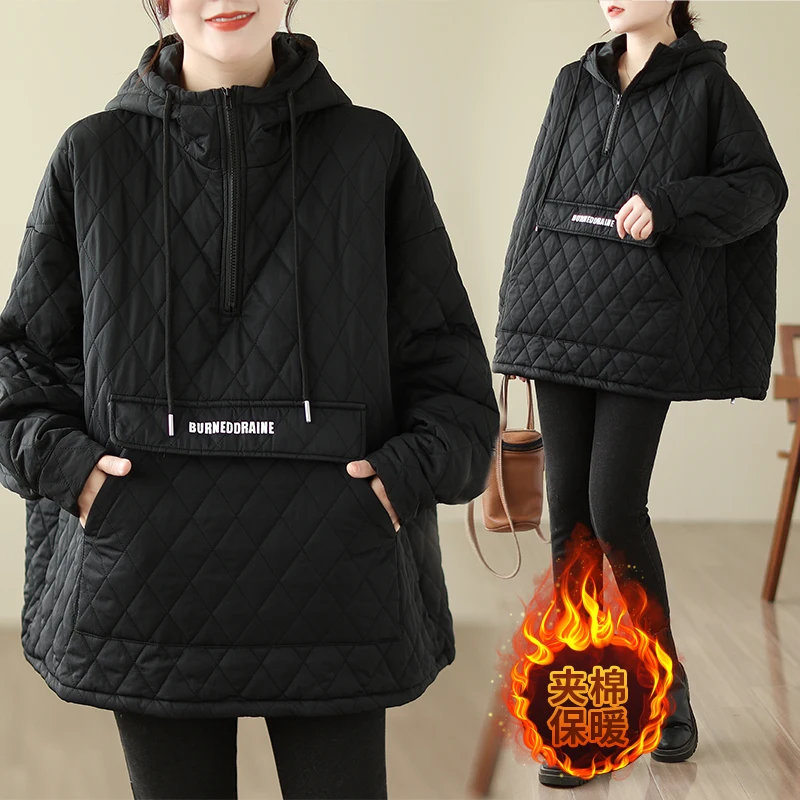 

Модная вышитая толстовка-куртка на молнии, зимняя новинка, свободный крой, длинный рукав, смесь хлопка и полиэстера, повседневный стиль, средней длины