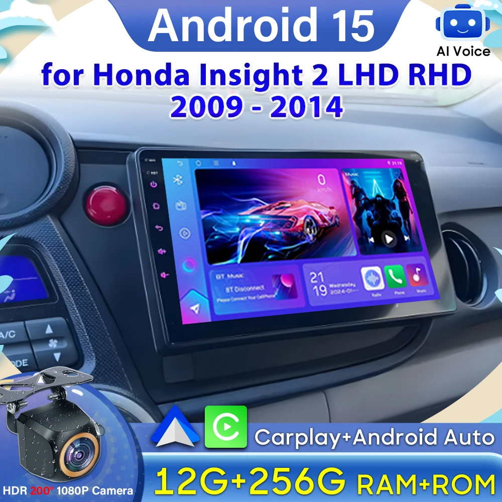 

Android 15 Carplay for Honda Insight 2 LHD RHD 2009 - 2014 GPS Navigation Car Radio Video Stereo Car Monitor Autoradio No 2din