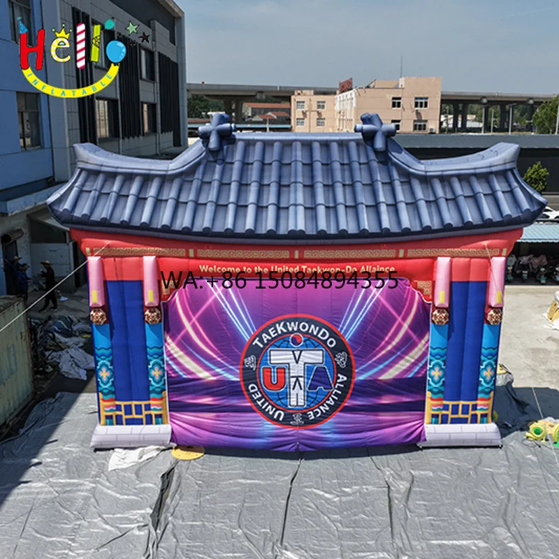 Custom Taekwondo Theme Inflatable Stage Archway Welcome Entrance Gate for Sports Tournament and Opening Ceremony Decor