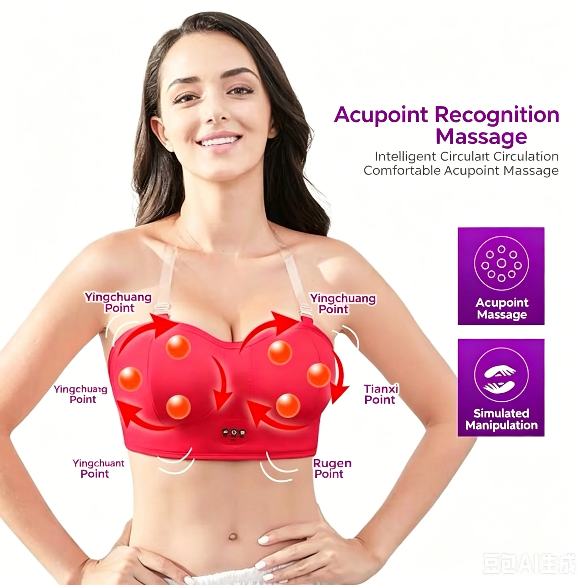 Wireless Electric Breast Massage Bra USB Charging Heating Therapy Chest Beauty Device Comfort