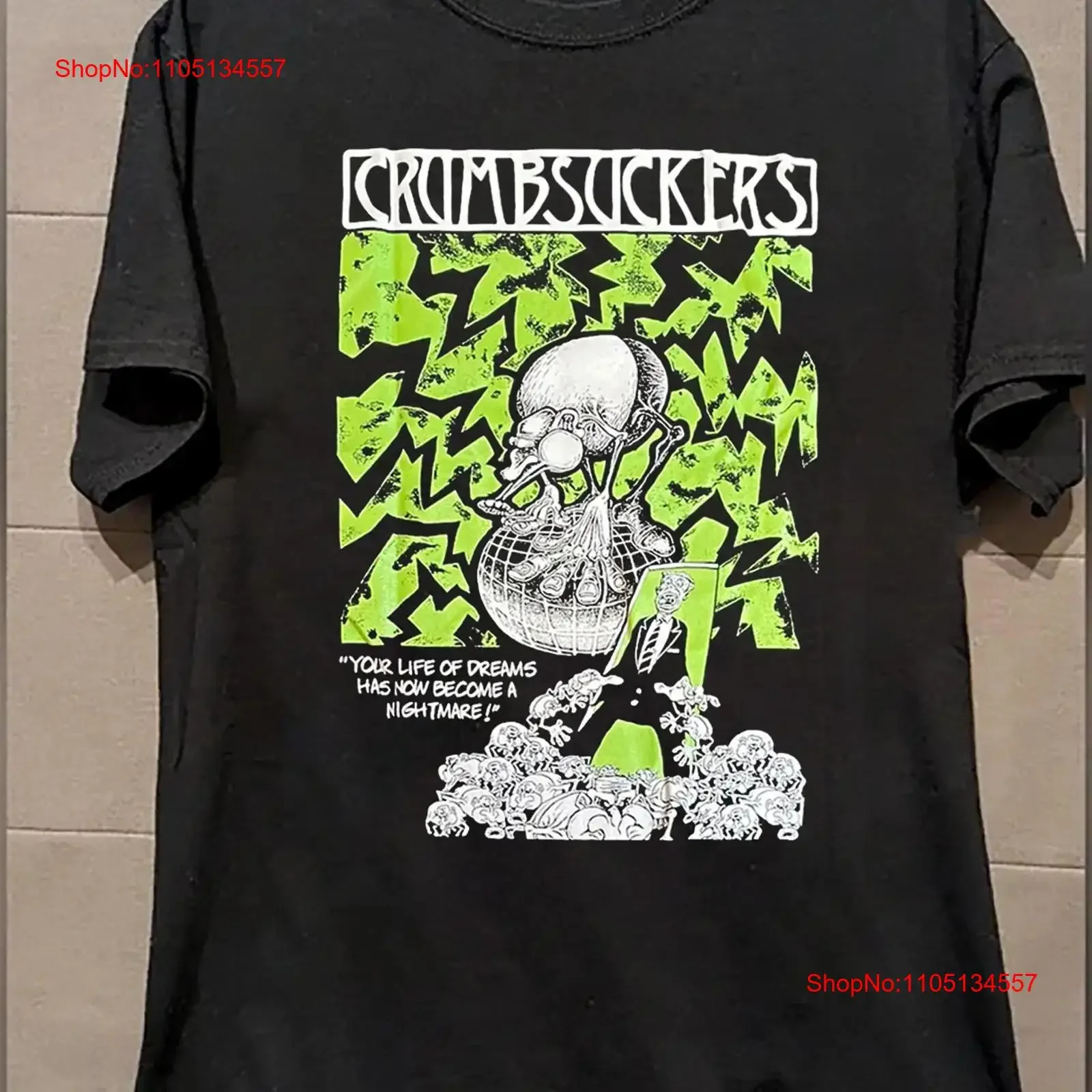 تي شيرت Crumbsuckers Life Of Dreams أسود بجميع المقاسات AQ65 ملابس مصممة عتيقة مغسولة ملابس خروج قابلة للتنفس للجنسين جرافيك