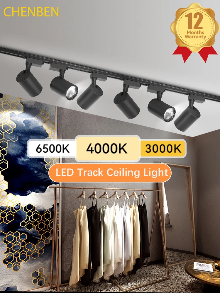 Luz de pista luz de teto ponto led cob holofote ferroviário lâmpada 220v luminária para sala estar loja roupas conjunto completo iluminação pista