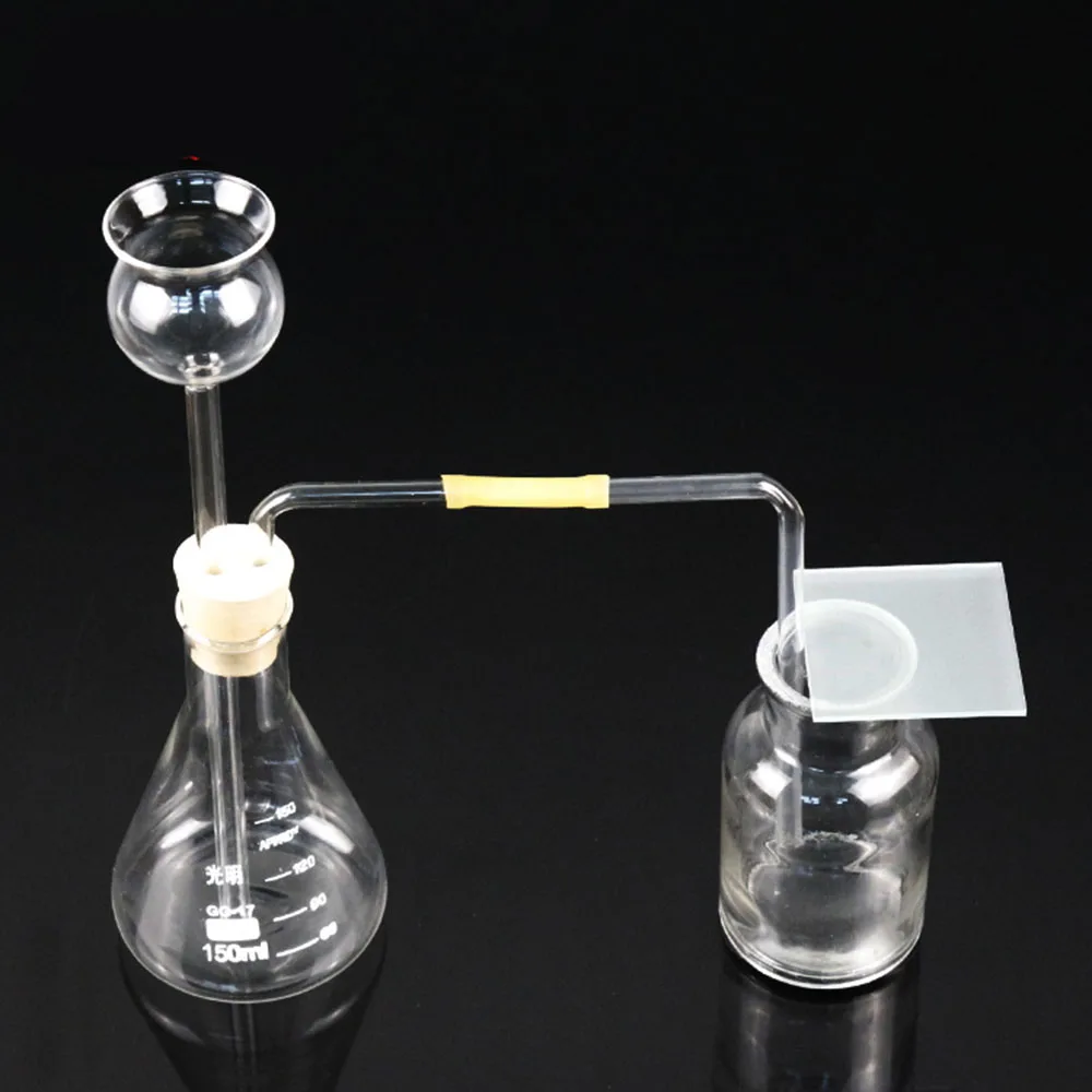 

preparation of carbon dioxide CO2 units with conical bottles safety funnel latex tube gas cylinders Teaching instruments