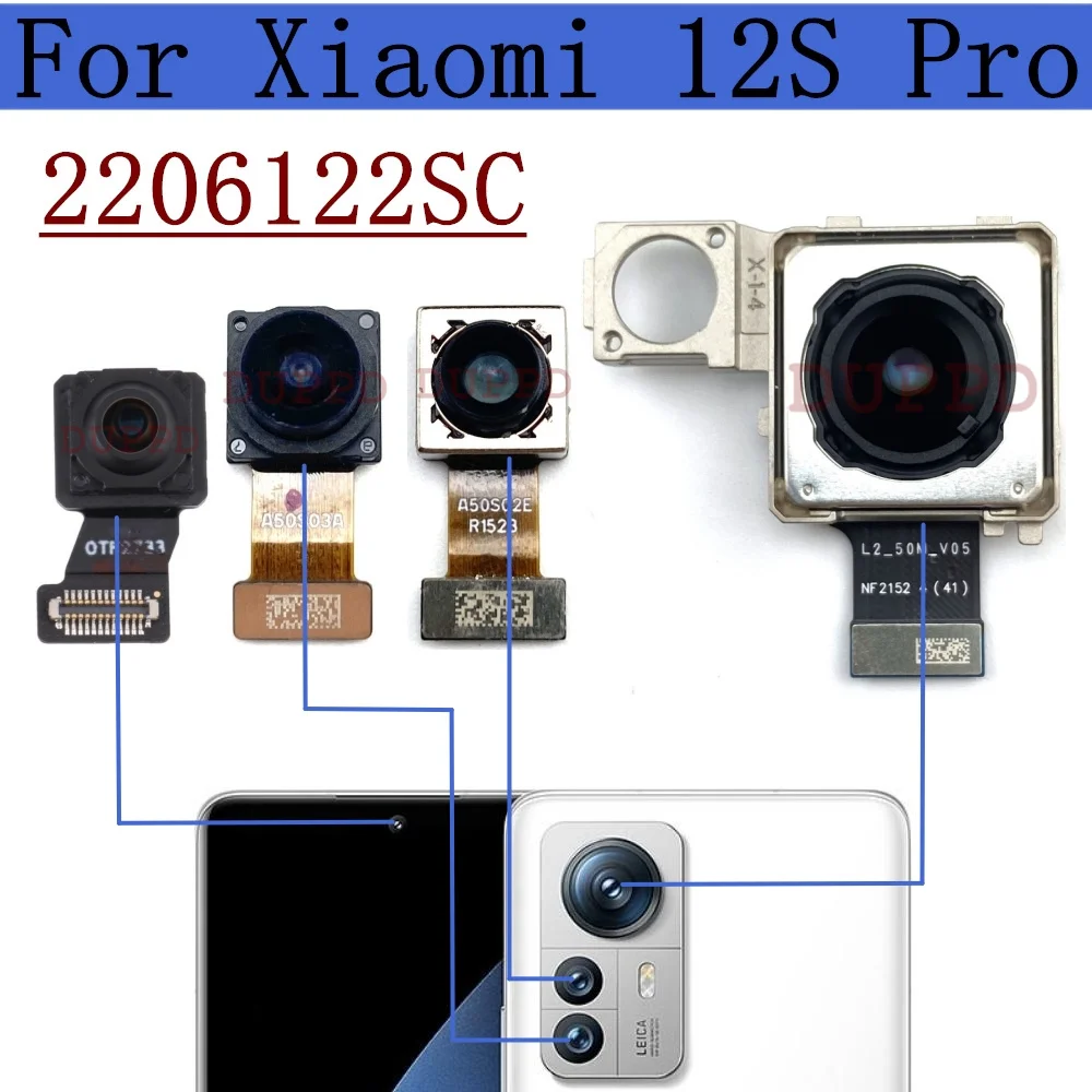 Rear Front Camera For Xiaomi Mi 12S Pro 2206122SC Backside Wide Macro Back Facing Camera Module Replacement Parts