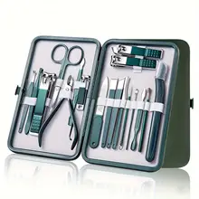 Kit profissional de cuidados com as unhas, 7-18 peças, aço inoxidável, manicure e pedicure, conjunto com estojo de viagem para aliciamento em movimento
