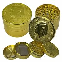 2inch Gold US Herb Grinders 4-layers Manual Spice Salt Mill Pepper Mortar American Grass Raw Tobacco Grinder Smoking Accessories