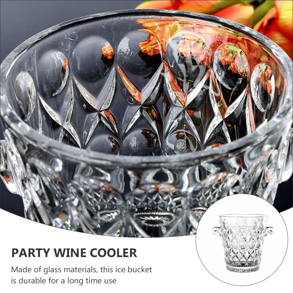 

Glass Ice Bucket Clear Party Ice Bucket Wine Cooler for Bars Hotels Restaurants Party Beverage Tub
