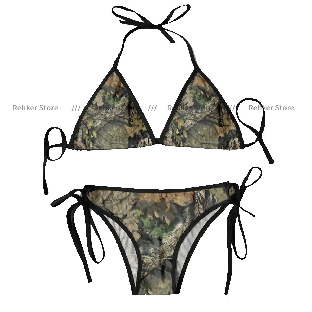 

Woman Swimsuit Sexy Bikini Set Swimwear Camouflage Tree Leaves Print Two Piece Bathing Suit