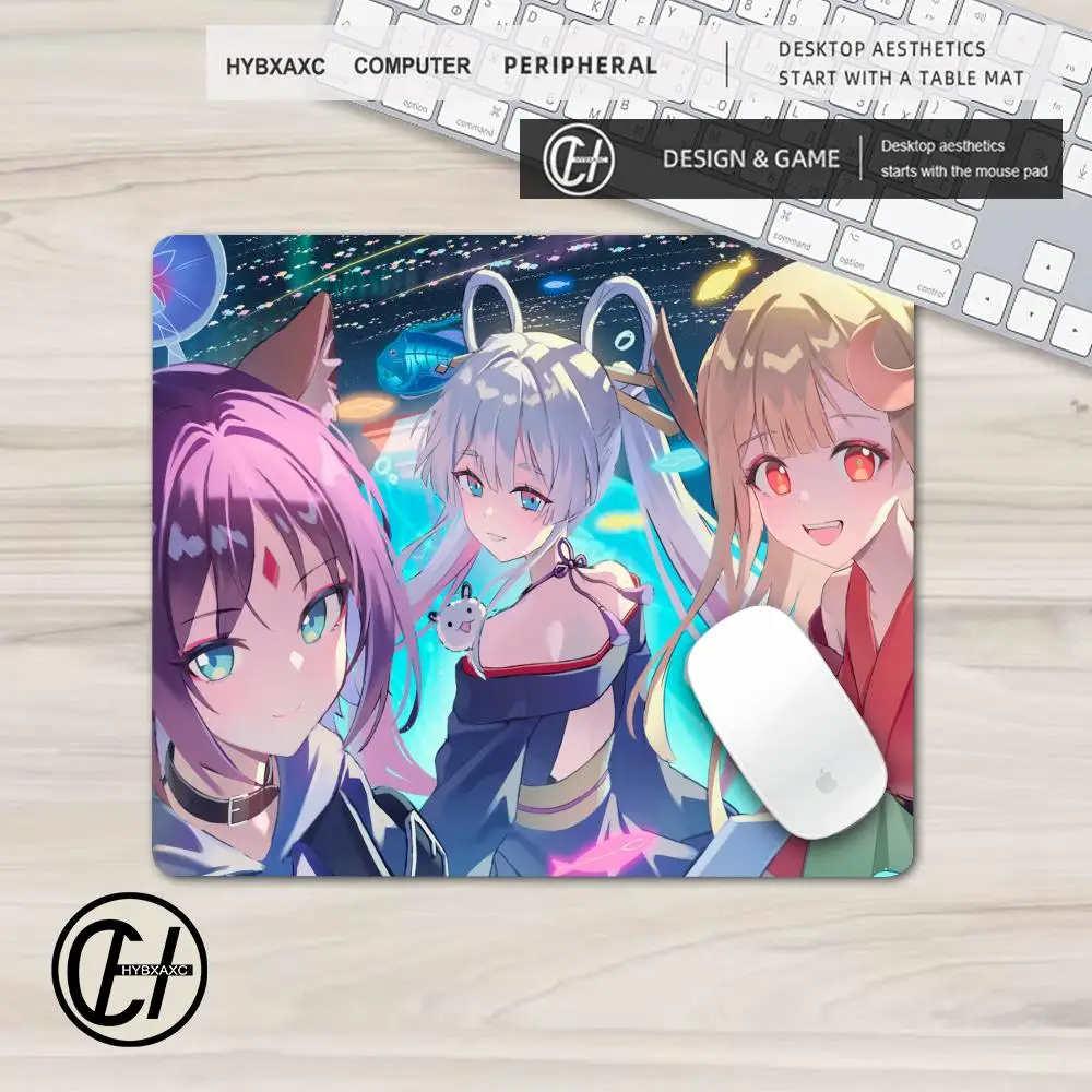 HYBXAXC 50x50 Anime Cosmic Princess Kaguya Mouse Pad Small Computer Mousepad Office XS Pc Gamer Non-slip Rubber Keyboard Deskmat