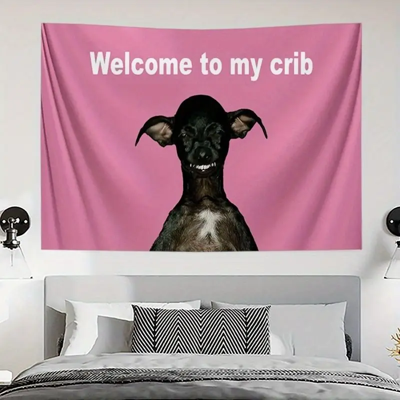 VIKAMA Welcome to My Cabin Funny Hairless Cat Tapestry Fun Internet Celebrity Meme Wall Hanging Bedroom Dormitory Home Decor