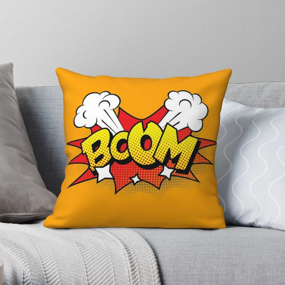 Boom Comic Sound Effects Pillowcase Polyester Linen Velvet Creative Zip Decor Throw Pillow Case Home Cushion Case