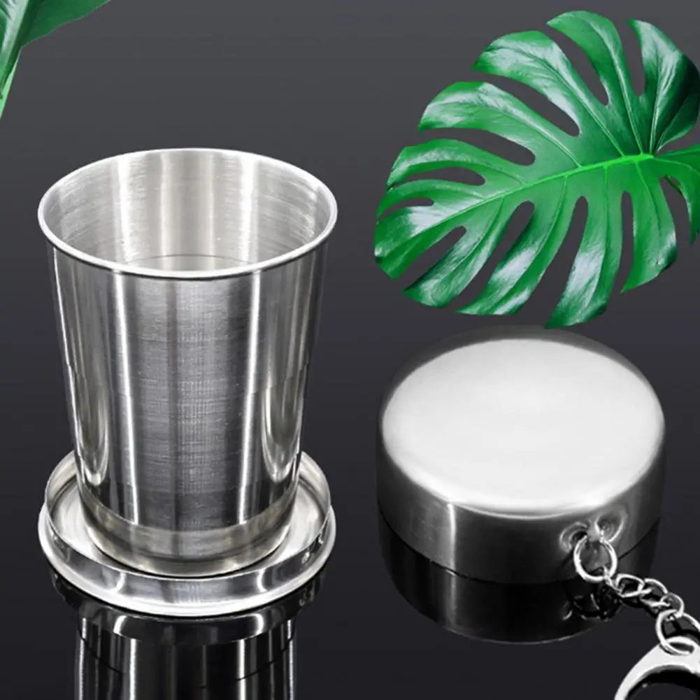 Telescopic Cup Portable Folding Cup Collapsible Stainless Steel Travel Cup with Keychain Portable Folding Outdoor for Camping