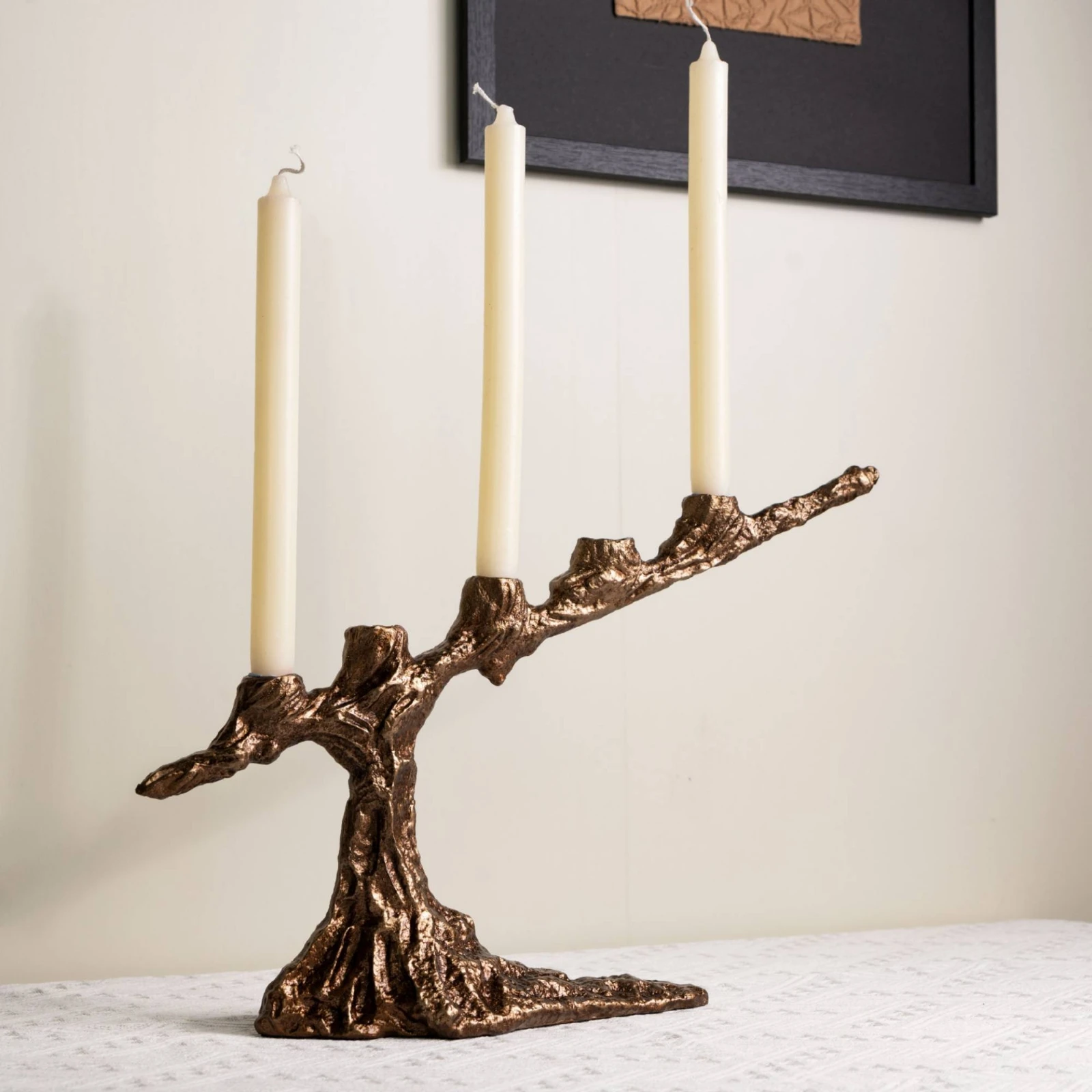 Tree Branch Candle Holder Nature-Inspired 3 Arm Candelabra 3 Arm Candle Holder Antique Sculptural Candelabra Timeless