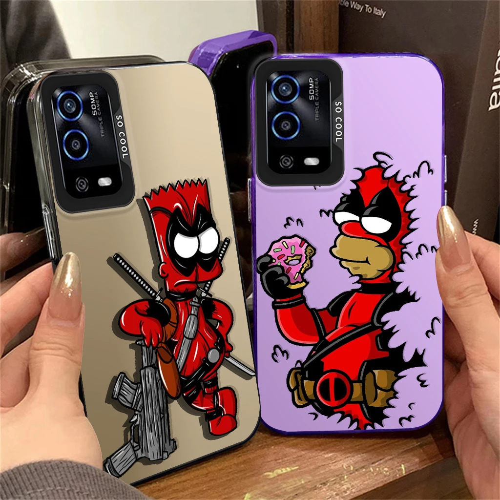 Cartoon Simpsons Warrior For OPPO Reno A98 A78 A76 A74 A58 8T 7Z 7 6 Pro 2020 4G 5G Fashion Colorful Silver Phone Case