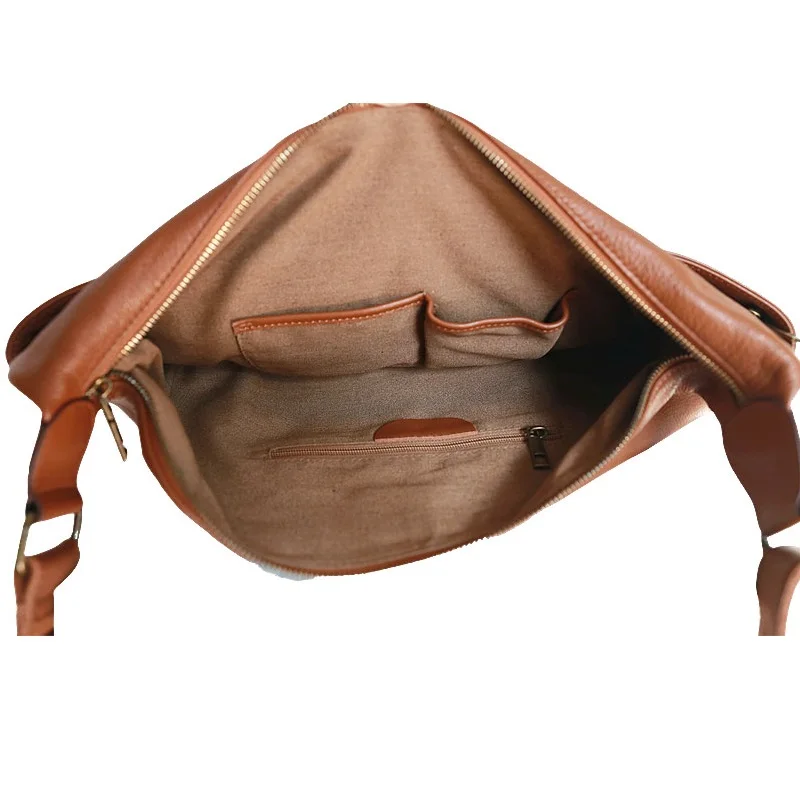 Imagem -05 - Bolsa de Couro Macia para Mulheres Grande Capacidade Bolsa Grande Casual Couro de Vaca Monocromático Bolsa de Trabalho e Viagem Estilo Preguiçoso