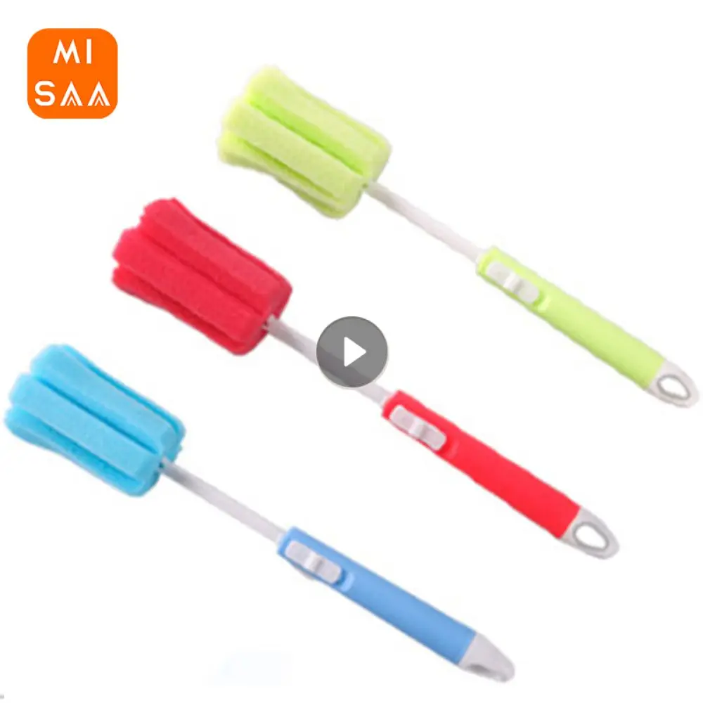 Baby Bottle Brush Easy Grip Handle Easy To Access Various Cups Can Be Used Soft Sponge Brush Red Cup Cleaning Brush Soft Blue