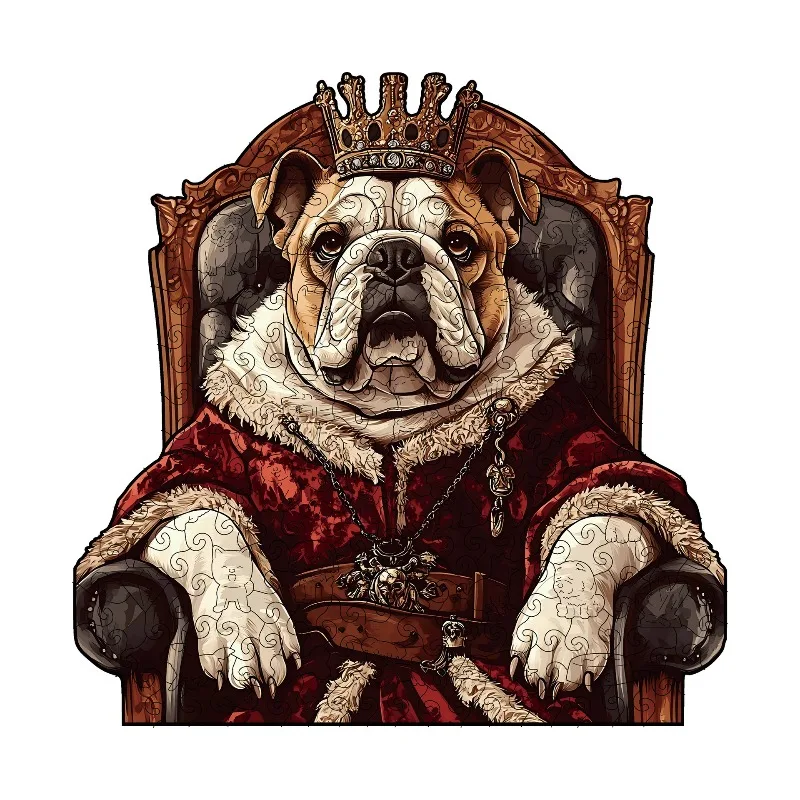 

Throne Bulldog Wooden Puzzles for Adult Brain Teaser Mind Exercise Toys Creative Animal Jigsaw Puzzles Festival Birthday Gifts