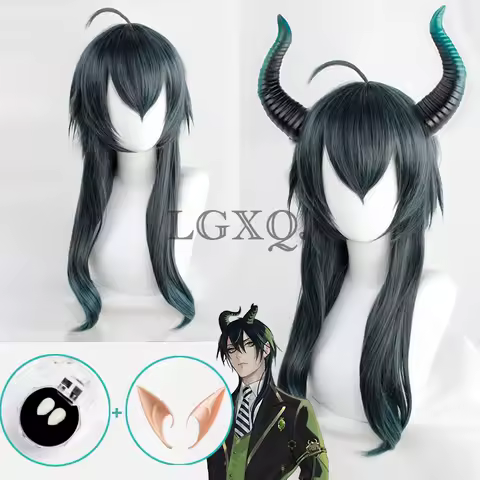 In Stock Anime Malleus Dracqma Cosplay Wig Malleus 55cm Dark Green Gradient Heat Resistant Wig + Free Wig Cap