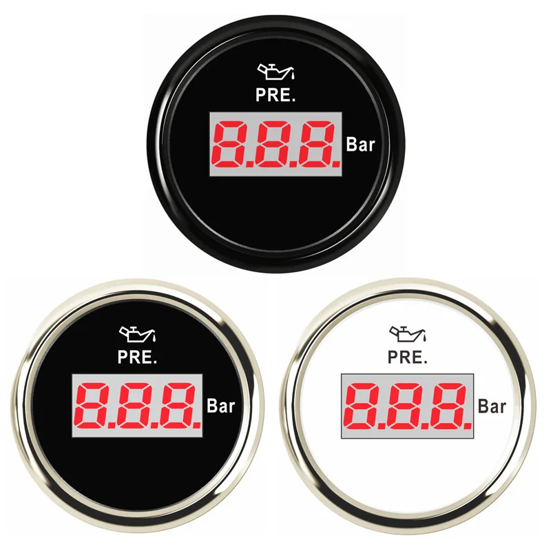 Cars 52mm 0-10Bar Display Digital Oil Pressure Gauges 10-184ohm Signal Oil Pressure Meters Devices for Auto Boat