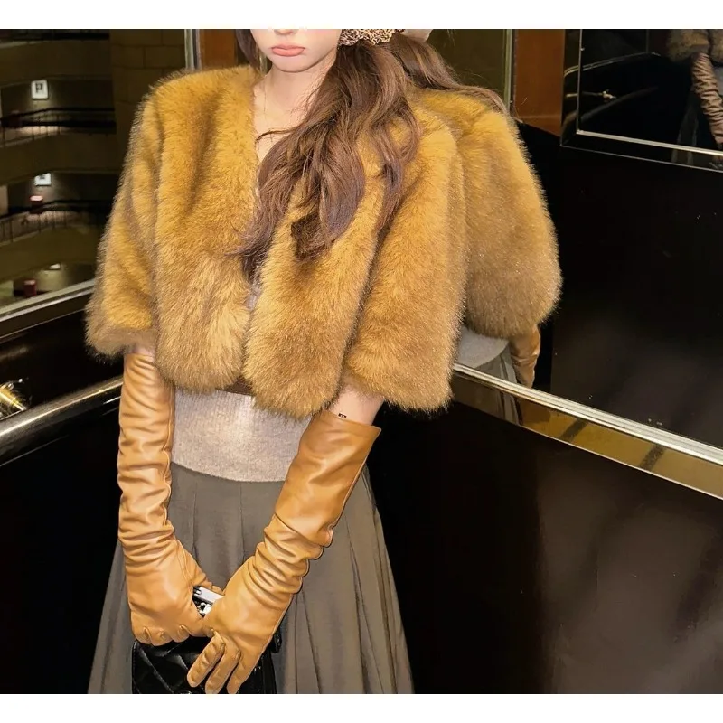 

Mao Mao Jacket Women's Light Luxury High-end Celebrity Temperament Imitation Mink Fur Integrated Short Fur Shawl