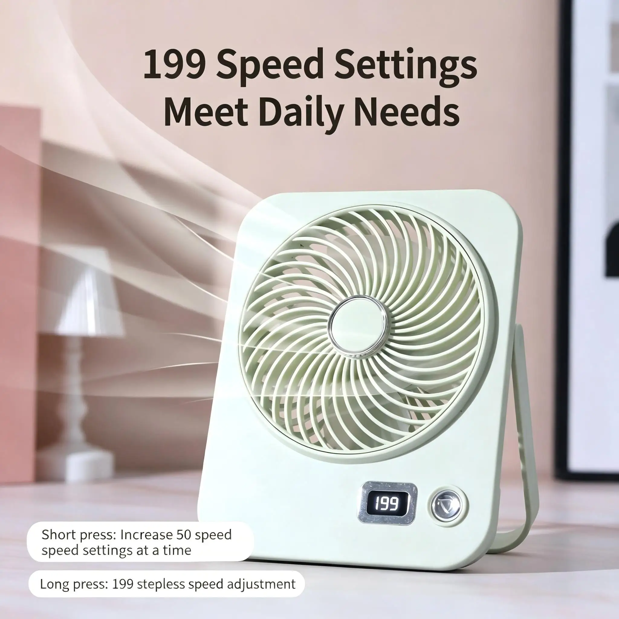Small Desk Fan Personal Fans Long Time Battery Office Quiet Mini Desktop Fan Portable Rechargeable Travel Essentials