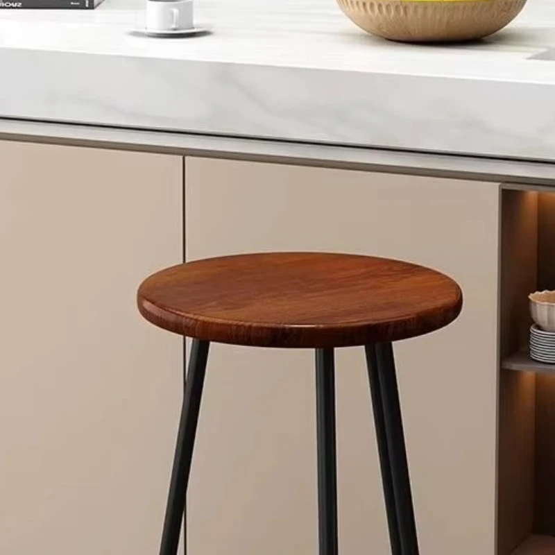 المنزل بار البراز مصمم عالية كرسي مكافحة الحديد مقهى البراز مع مقعد الخشب الصلب جزيرة المطبخ مقعد دائري 65 سنتيمتر الارتفاع #4