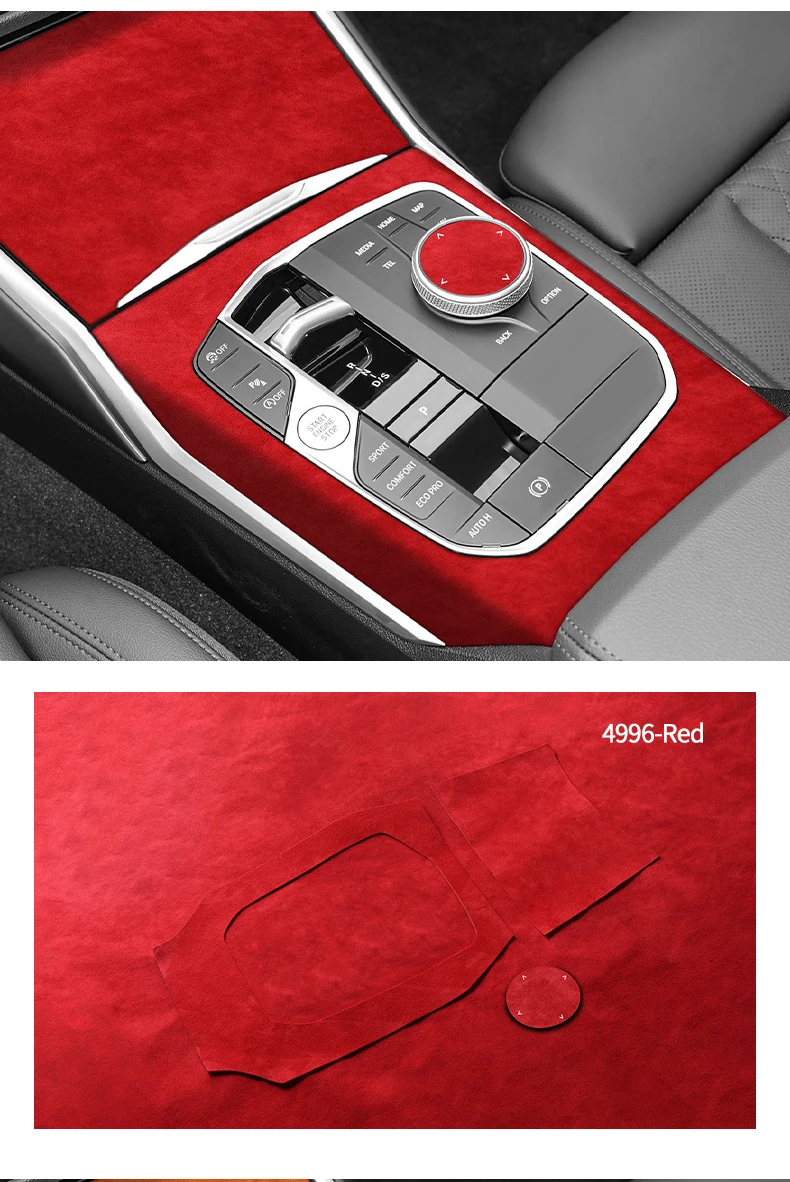 Für BMW 3er G20 G21 G28 Mittelkonsolen-Panel und Knopfabdeckung, Zierrahmen-Aufkleber, hergestellt aus Alcantara, Auto-Innenraum, individuelles Zubehör – Detail 10
