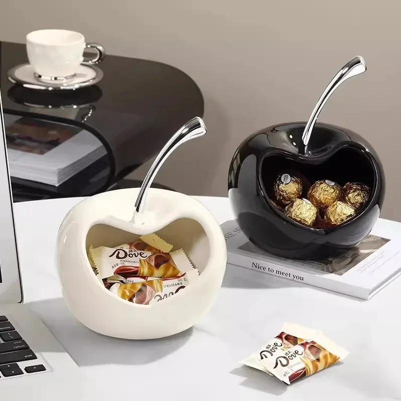 Creative apple shaped ceramic storage bowl,candy box,living room dining table fruit snack container for home decor table storage