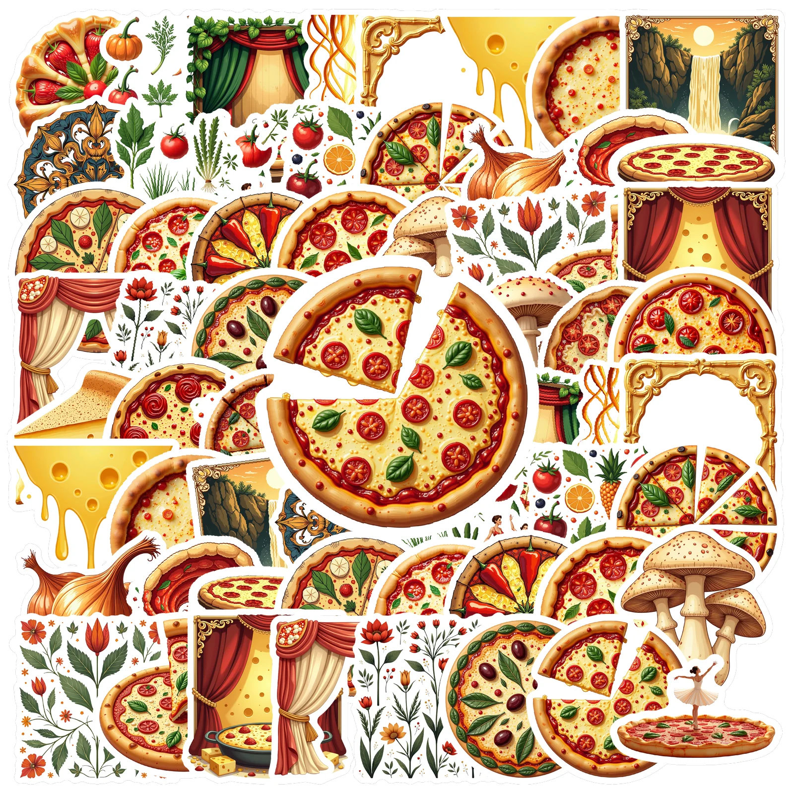 35pcs-100pcs Detailed Stickers Realistic Stickers Stationery Stickers For DIY Phone Laptop Scrapbook Bike Guitar DIY